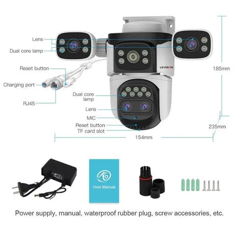 LS VISION 20MP Outdoor WiFi Security Camera With 4 Lenses 10X Zoom Auto Tracking - stepyours.com