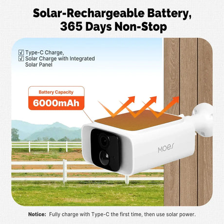 MOES Solar Powered WiFi Security Camera 4MP IP65 Waterproof Alexa Google Home - stepyours.com