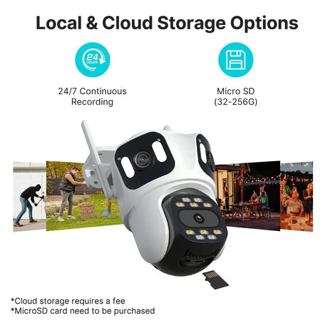 Three Lens PTZ IP Camera Outdoor HD WiFi Security Auto Tracking CCTV Hooks - stepyours.com