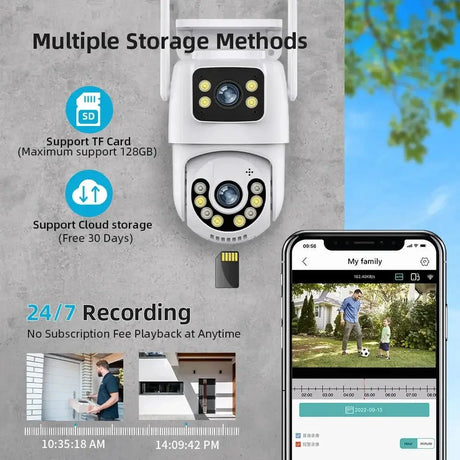 Outdoor Wireless Security IP Camera 4K 8MP Dual Lens - AI Auto Tracking - stepyours.com