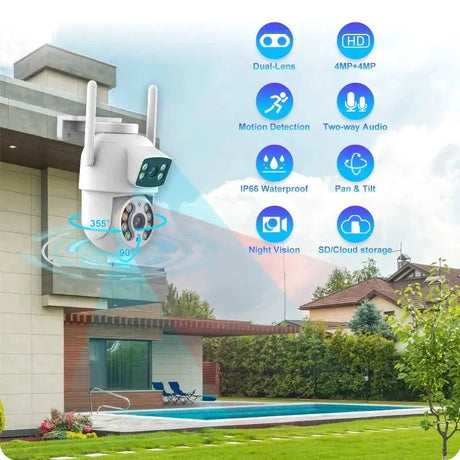 8MP 4K Dual Lens PTZ WiFi Pro Camera With AI Human Detection Auto Tracking - stepyours.com