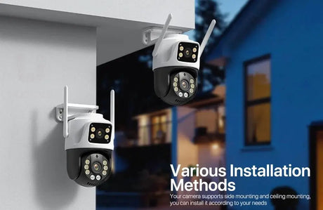 Dual Lens 360 Degree WiFi Camera IP66 Outdoor Security 8MP 4K PTZ - stepyours.com
