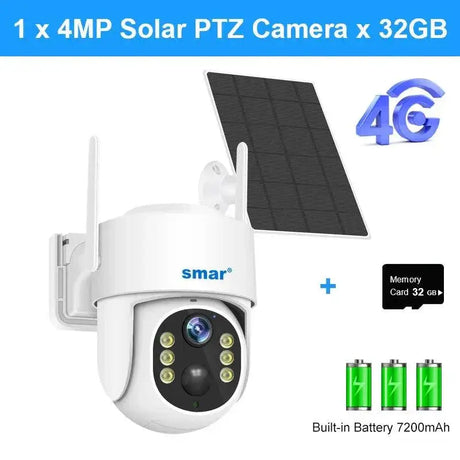Solar Powered 4MP PTZ IP Security Camera With Night Vision
