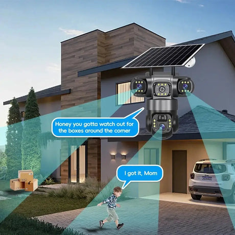 V380Pro 3 Lens WiFi Solar Camera 360 Outdoor Waterproof Security - stepyours.com