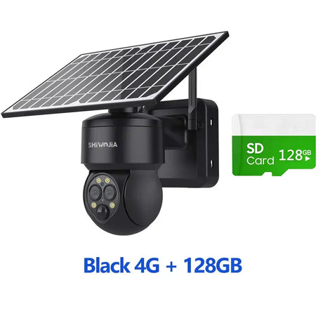 Shiwojia 4G Sim Solar Camera With WiFi 6W Dual Lens 12X Zoom