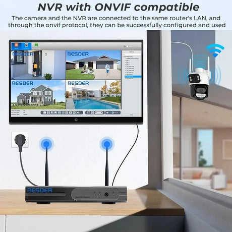 BESDER 8MP WiFi PTZ Outdoor Camera - With AI Human Detection Dual Screens - stepyours.com