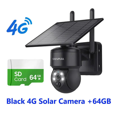 Shiwojia Wifi Wireless PTZ Solar Camera 4G SIM Outdoor 4MP