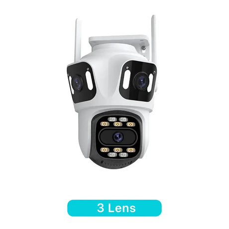 Three Lens PTZ IP Camera Outdoor WiFi Security Auto Tracking Three Screen App by stepyours.com
