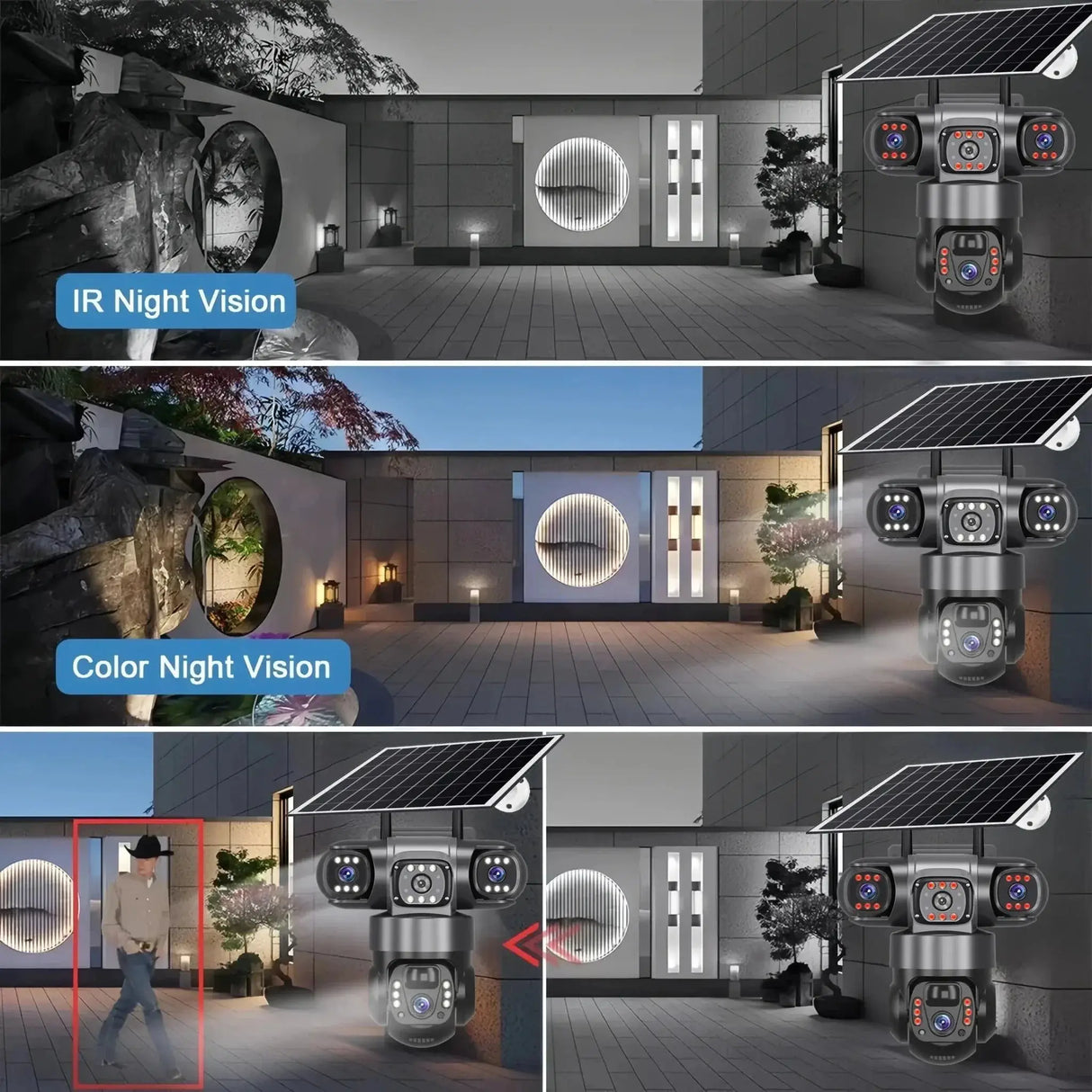 2 Pack Outdoor Security Camera System - 15MP Triple Lens 4G Solar Auto Tracking - stepyours.com