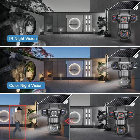 2 Pack Outdoor Security Camera System - 15MP Triple Lens 4G Solar Auto Tracking - stepyours.com