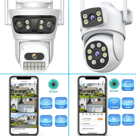 12MP Outdoor WiFi Camera - With 3 Lens PTZ AI Tracking For ICSEE App - stepyours.com