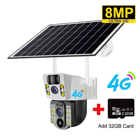V380 Pro Solar 8MP 4K Wireless Camera - Dual Lens, 4G PIR Night Vision - stepyours.com