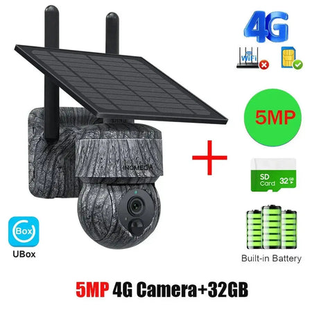 INQMEGA Solar Powered PTZ Camera 5MP 4MP WiFi 4G CCTV With Two Way Audio - stepyours.com