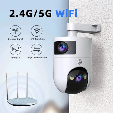 JOOAN 4K Outdoor 5G Wifi Surveillance Camera Dual Lens Auto Tracking PTZ CCTV - stepyours.com