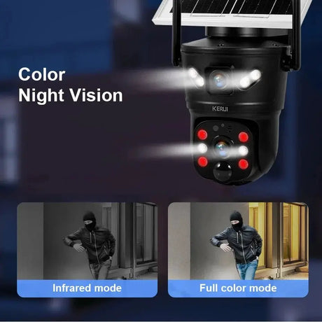 KERUI Outdoor Solar - Powered Dual - Lens Security Camera - 6MP 4G WiFi CCTV - stepyours.com