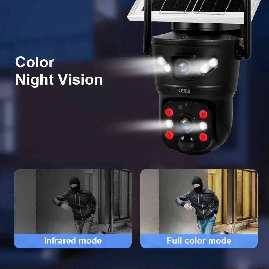 KERUI Outdoor Waterproof Solar Camera 6MP Dual Lens With 4G SIM And WiFi - stepyours.com