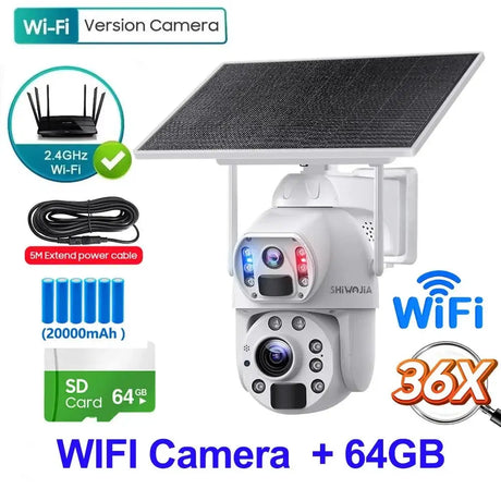 SHIWOJIA Solar 4G Security Camera With 360 Night Vision And 36X Zoom - stepyours.com
