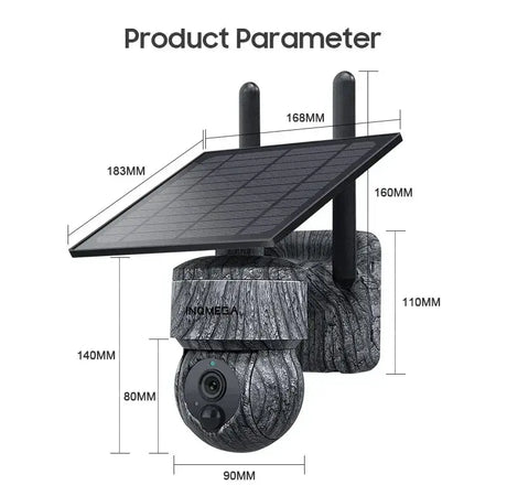 INQMEGA Solar PTZ Camera 5MP 4MP Wireless 4G SIM Outdoor Use