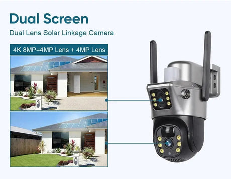 V380 Pro Solar Security Camera - Dual Lenses 8MP 4K PIR Night Vision Outdoor - stepyours.com