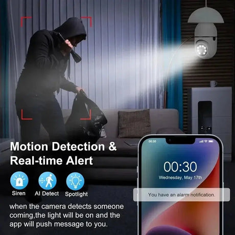 GEMODI 2.4G E27 WiFi Bulb Camera 1080P Night Vision Motion Two Way Audio - stepyours.com