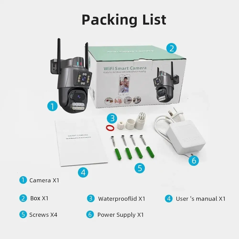 ICSEE 4K Dual Lens WIFI Camera - 2K Dual Screen PTZ Outdoor Security - stepyours.com