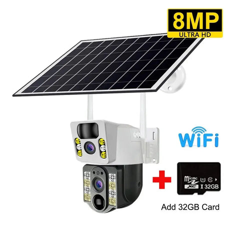 V380 Pro Solar 8MP 4K Wireless Camera - Dual Lens, 4G PIR Night Vision - stepyours.com