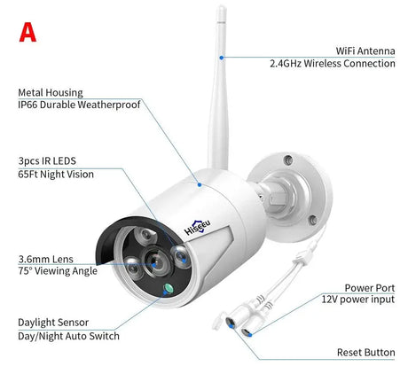 Hiseeu 3/5/8MP Wireless IP Camera - Waterproof 1080P WiFi Bullet for CCTV Kits - stepyours.com