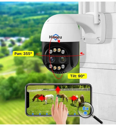 Hiseeu 4K 8MP PTZ WiFi IP Camera With 8X Zoom Night Vision And Smart Detection - stepyours.com