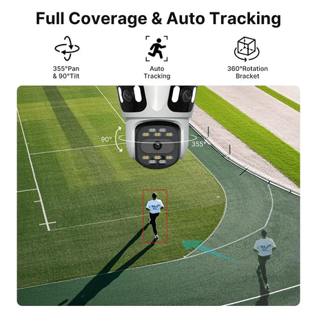 Three Lens PTZ IP Camera Outdoor WiFi Security Auto Tracking Three Screen App by stepyours.com