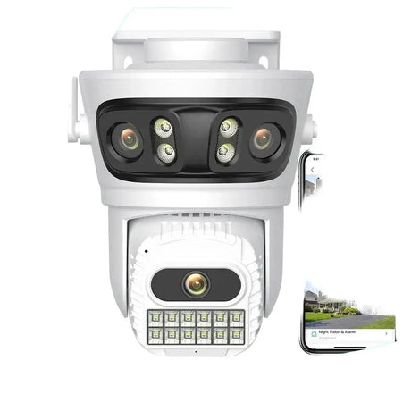 12MP Outdoor WiFi Camera - With 3 Lens PTZ AI Tracking For ICSEE App - stepyours.com