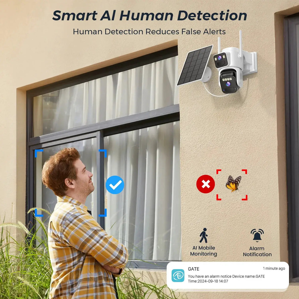 8MP Dual Lens Solar WiFi Security Camera - Color Night Vision, PIR Motion - stepyours.com