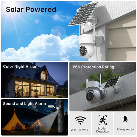WiFi PTZ Solar Outdoor Camera 3MP 355 Pan 90 Tilt With iCsee App - stepyours.com