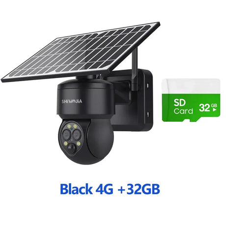 Shiwojia 4G Sim Solar Camera With WiFi 6W Dual Lens 12X Zoom