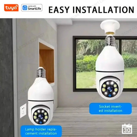 Tuya 1080P 2.4G E27 WiFi Bulb Surveillance Camera Night Vision Two Way Audio - stepyours.com