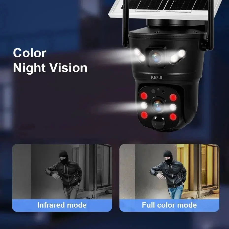 KERUI Outdoor Waterproof Solar Camera 6MP Dual Lens With 4G SIM And WiFi - stepyours.com