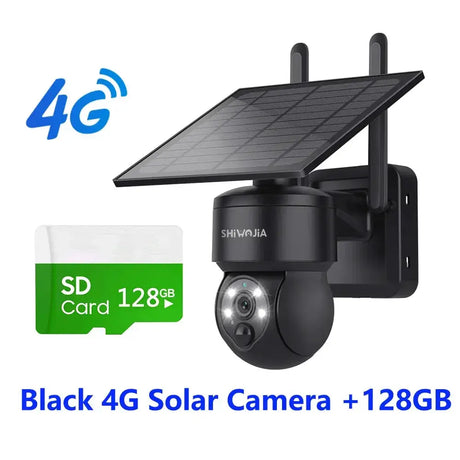 Shiwojia Wifi Wireless PTZ Solar Camera 4G SIM Outdoor 4MP
