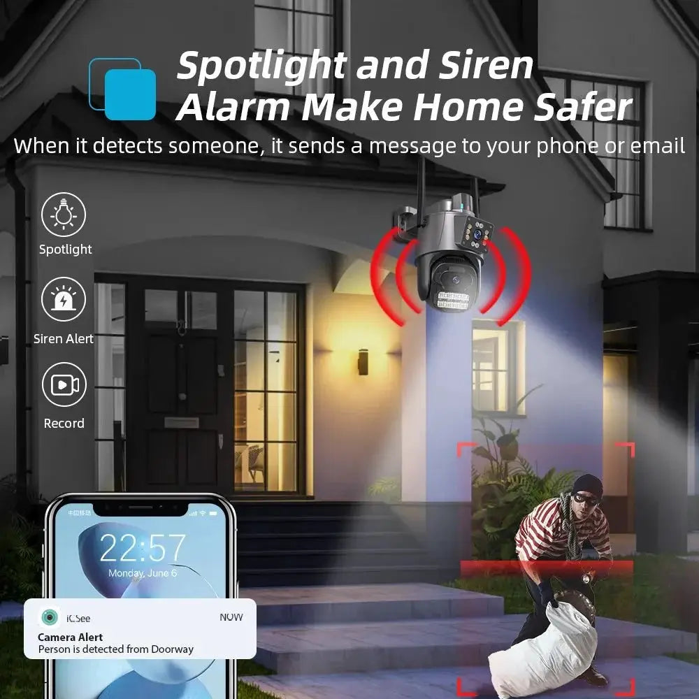 ICSEE 4K Dual Lens WIFI Camera - 2K Dual Screen PTZ Outdoor Security - stepyours.com
