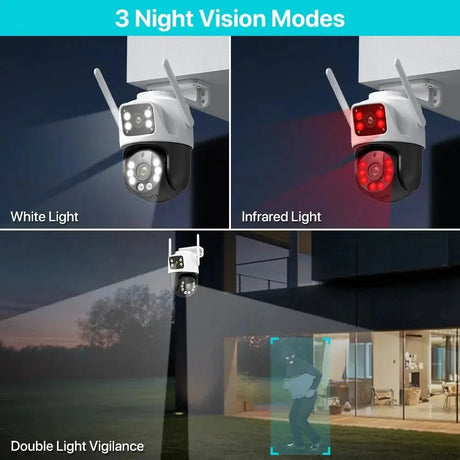 Dual Lens 360 Degree WiFi Camera IP66 Outdoor Security 8MP 4K PTZ - stepyours.com