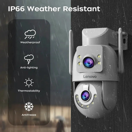 Lenovo 4K Outdoor WiFi Surveillance Camera Dual Lens PTZ IP - ESCAPION