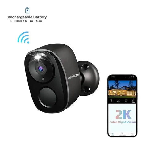 HEIYOUCAM WiFi Outdoor Security Camera 2K Battery AI Color Night Vision Hooks - stepyours.com