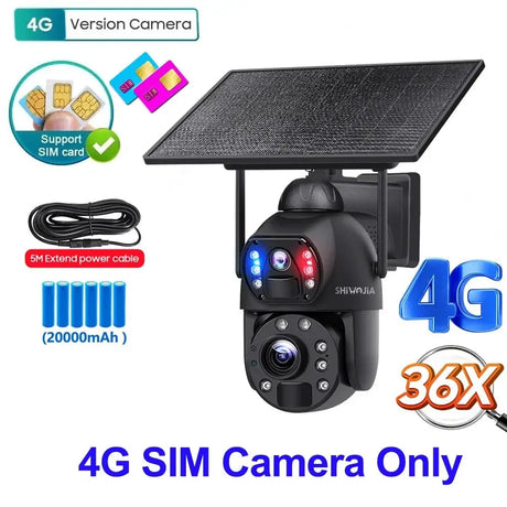 SHIWOJIA Solar 4G Security Camera With 360 Night Vision And 36X Zoom - stepyours.com