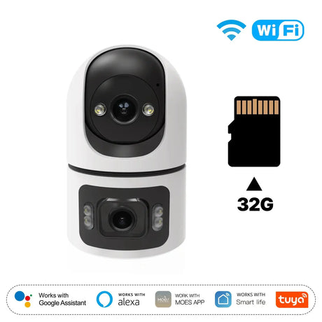 Moes Tuya WiFi 4MP Dual Lens Indoor Cam With Night Vision Motion Two Way Audio - stepyours.com