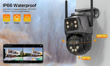 WONSDAR Outdoor WiFi IP Camera - 8x Zoom Triple Lens PTZ With Auto Tracking - stepyours.com