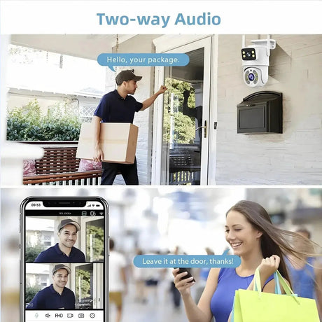 Tuya 8MP WiFi PTZ IP Camera With Dual Lens And Dual Screen Night Vision Outdoor - stepyours.com