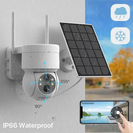 Advanced Solar Powered WiFi PTZ Security Camera Night Vision
