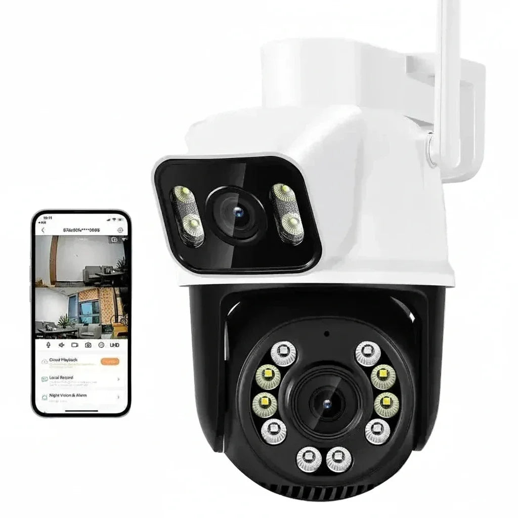 Advanced Dual Lens Outdoor Security Camera Dual Screens