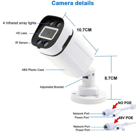 Keview 4K 8MP PoE IP Bullet Camera - Color Night Vision Outdoor Indoor CCTV - stepyours.com