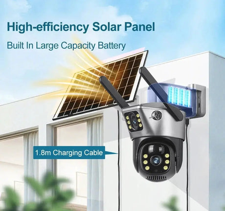 V380 Pro Solar Security Camera - Dual Lenses 8MP 4K PIR Night Vision Outdoor - stepyours.com