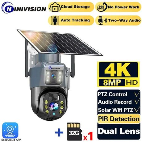 AI Powered Solar Security Camera With Color Night Vision
