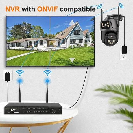 WONSDAR Dual Lens PTZ WiFi Camera Outdoor AI Security iCSee.add Hooks - stepyours.com